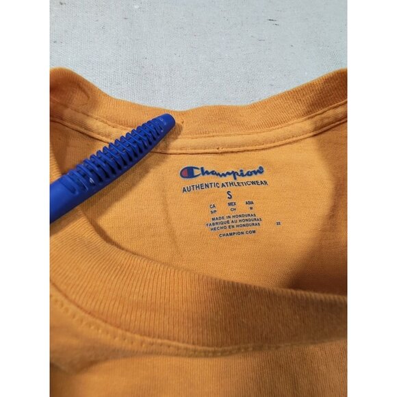 CHAMPION T Shirt Men's Small Purple Logo Graphic Yellow Short Sleeve Crew Neck - Picture 7 of 10